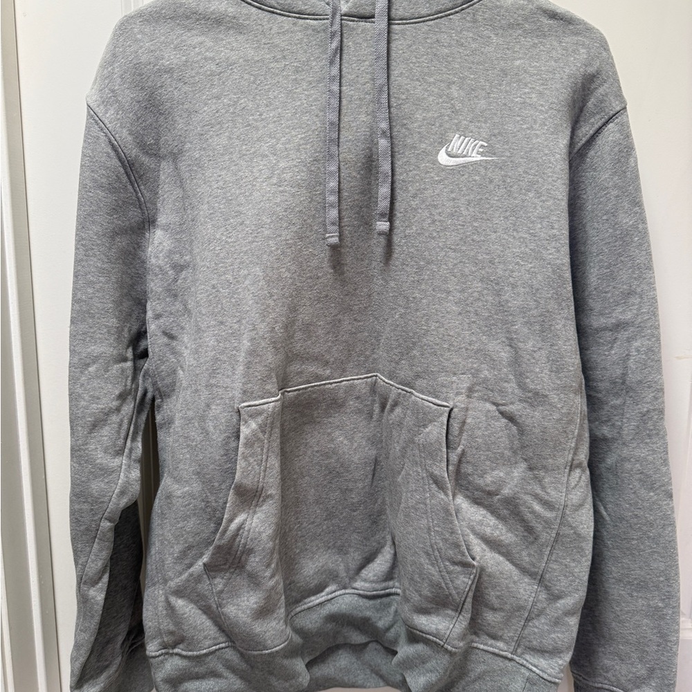 Nike Heather Gray Pullover Hoodie with White Swoosh